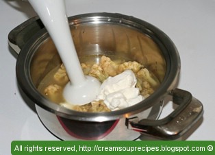 Mixing Cream of Cauliflower soup